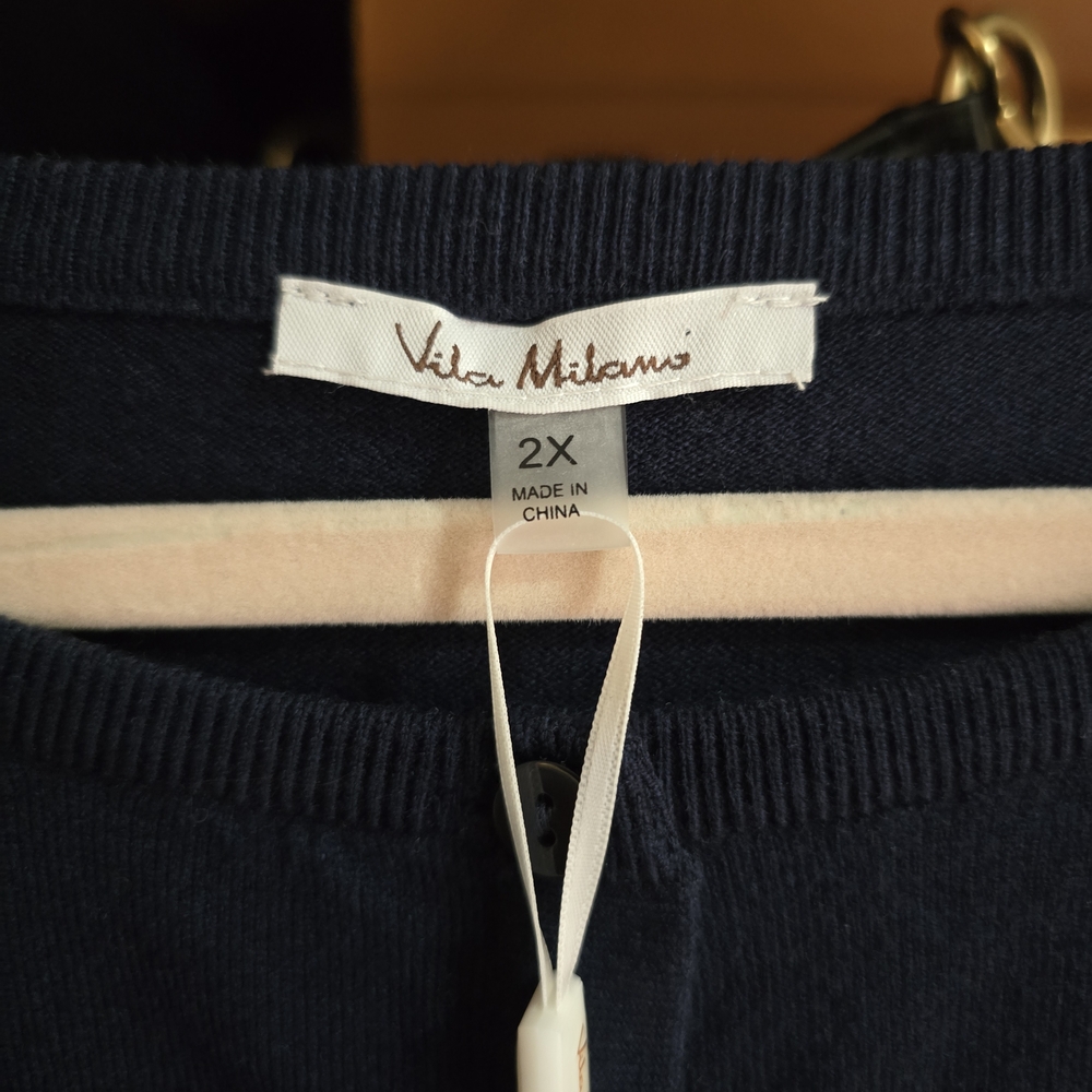 Milano Navy Blue Short-Sleeve Button Cardigan - Picture 2 of 3